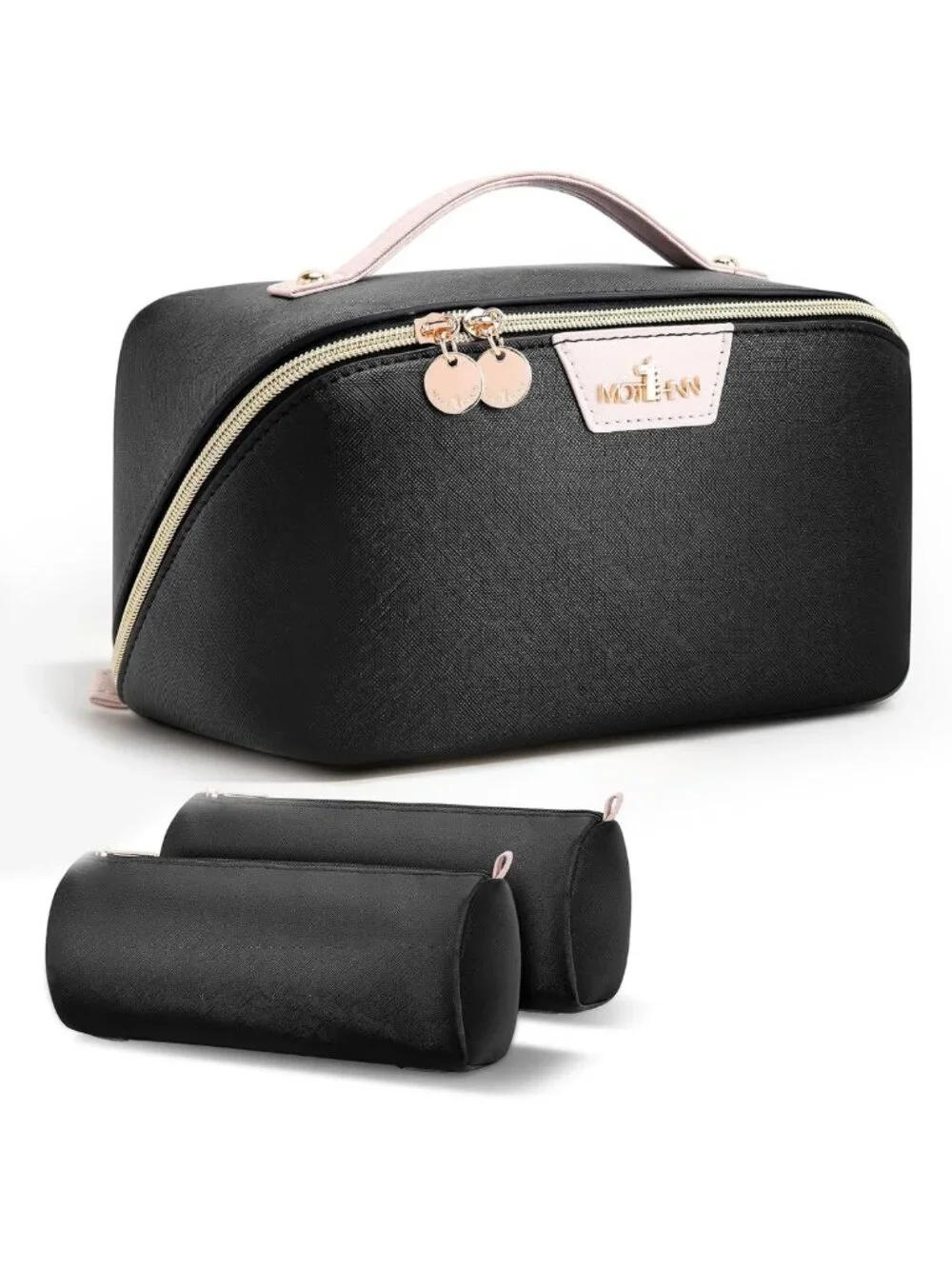 Large Capacity Travel Makeup Bag - 3-in-1 Organizer with Detachable Pouches